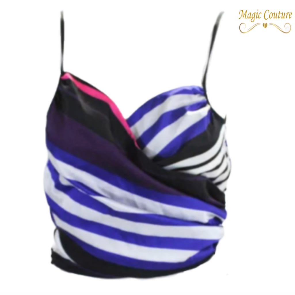 Nwt Delfi Collective Bianca Striped Wrap Crop Top